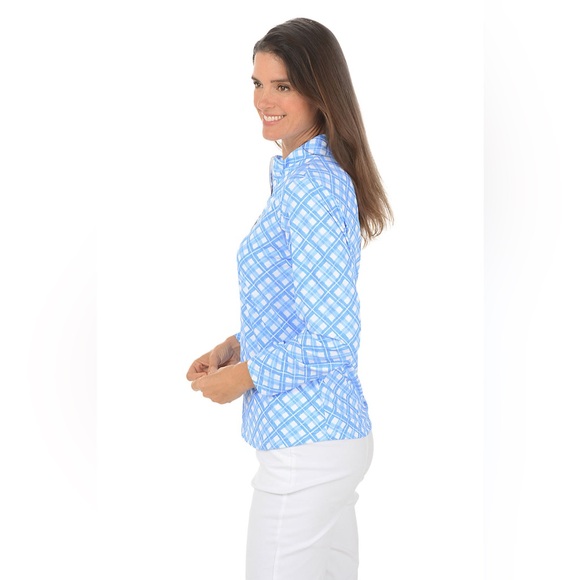 ANTHONY'S RESORT WEAR
Periwinkle Plaid Cooling UPF50+ Quarter Zip Top medium - Picture 2 of 8